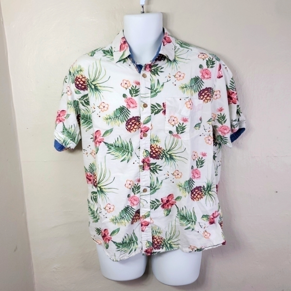 International Report Hawaiian Button Down Short Sleeve Shirt Size Large